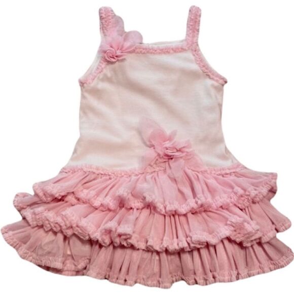 Isabella Chloe Dress Sleeveless White w/ Pink Layered Tule attached Skirt 24 M - Picture 1 of 16